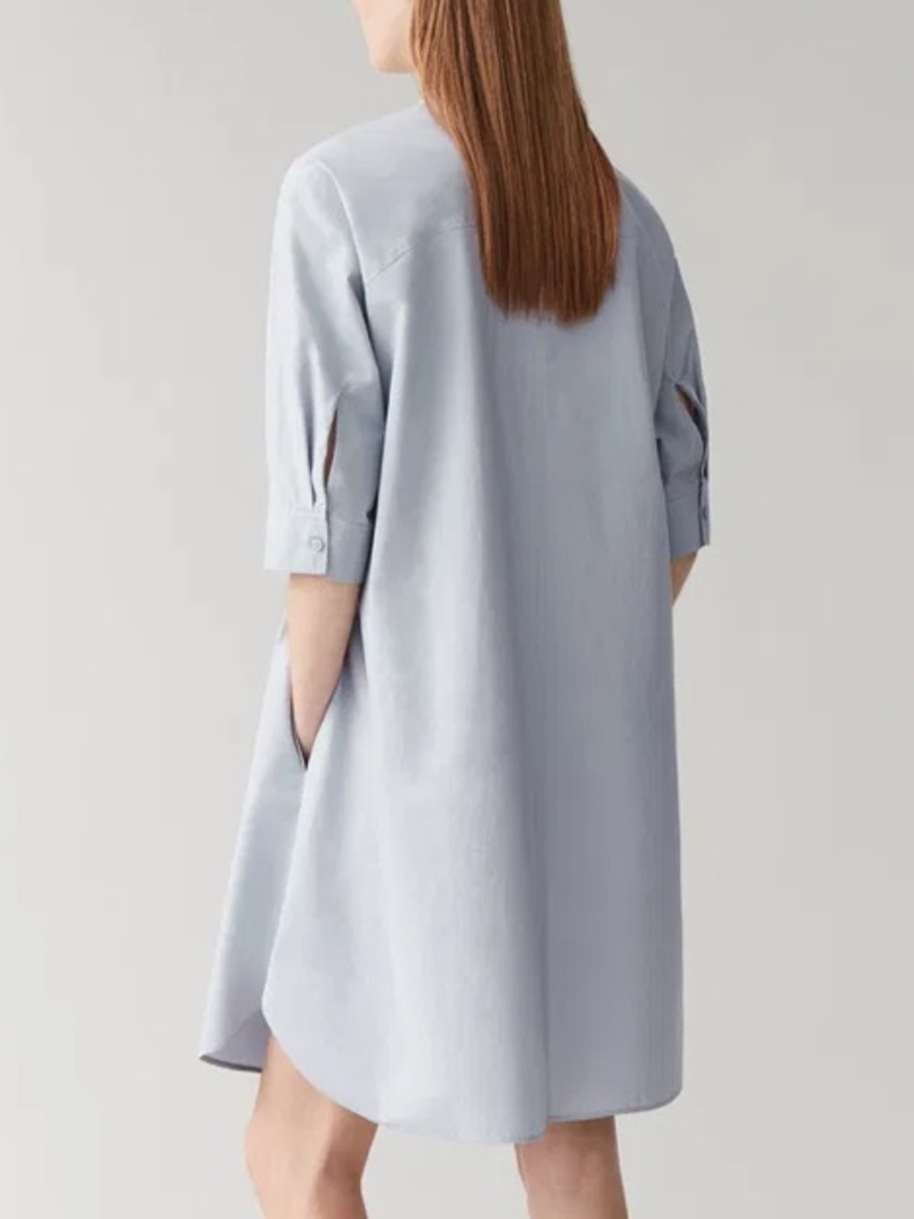 EUC COS Cotton button Front A-Line Dress Grey Size Medium - Picture 3 of 15